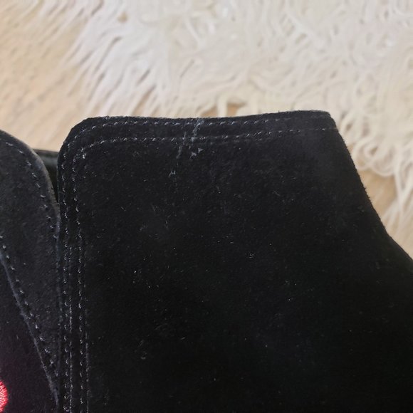 Kate Spade Bellville Black Ankle Booties with Pink Floral Design 10 - Picture 9 of 9